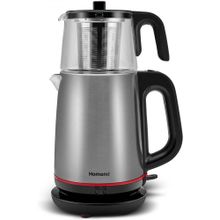 Homend Royaltea 1750H Cam Demlikli Inox Siyah Çay Makinesi