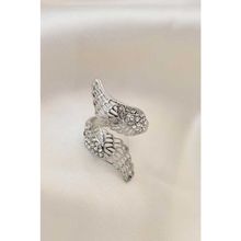 HomeStore Ayarlamalı Silver Renk Metal Zirkon Taşlı Kanat Yüzük