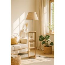 Homing Ayd-3152 Dekoratif Raflı Konik Krem Kumaş Lambader