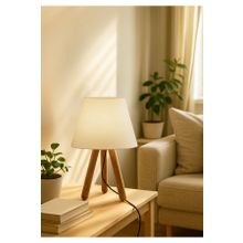 Homing Ayd-3170 Krem Tasarım Ahşap Kumaş Başlık Abajur
