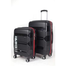 Hotowa Gold PP 8011 Siyah Kırmızı TSA Kilitli İkili Set Valiz