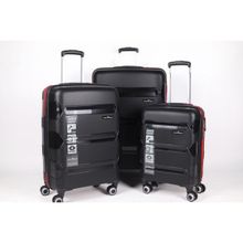 Hotowa Gold PP 8011 Siyah Kırmızı TSA Kilitli Üçlü Set Valiz