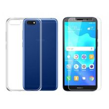 Huawei Honor 7S Y5 2018 Şeffaf Kırılmaz Cam + Uyumlu Silikon Kılıf