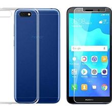 Huawei Honor 7S Y5 2018 Şeffaf Kırılmaz Cam + Uyumlu Silikon Kılıf