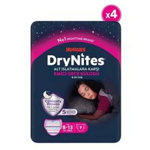 Huggies Drynites 8-13 Yaş 30-48 kg 4 Paket 36 Adet Kız Gece Külodu