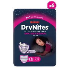 Huggies Drynites 8-13 Yaş 30-48 kg 6 Paket 54 Adet Kız Gece Külodu