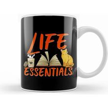 Humuts Adorable Life Essentials Coffee Books &amp; Cats Kupa Bardak