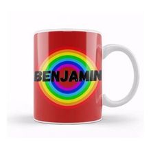 Humuts Benjamin Name Custom Vintage Retro Rainbow Style Design Giftbaby Gift For Him Kupa Bardak