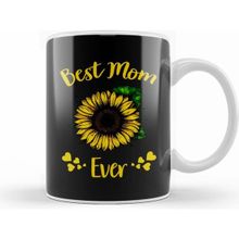 Humuts Best Mom Ever Sunflower Anneler Günü Kupa Bardak