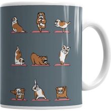 Humuts Bulldog Yoga Pug Köpek Beyaz Kupa