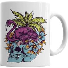 Humuts Caveira Tropical Flamingo Skull Kupa Bardak