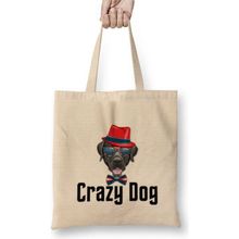 Humuts Crazy Dog Açık Bej Uzun Saplı Bez Çanta