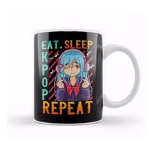 Humuts Cute Eat Sleep K Pop Repeat Kawaii Anime Girl Kpop Kupa Bardak