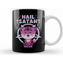 Humuts Cute Hail Satan Cat Pun Kitty Satanic Heavy Metal Kupa Bardak
