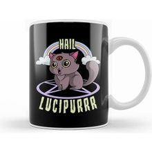 Humuts Cute Satanic Hail Lucipurr Rainbow Kitty Goth Beyaz Kupa