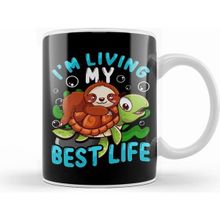 Humuts Cute Sloth Turtle Im Living My Best Life Animal Beyaz Kupa