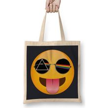 Humuts Dark Side Of The Sticking Out Tongue Emoji Açık Bej Uzun Saplı Bez Çanta