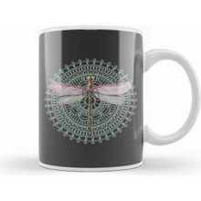 Humuts Dragonfly On Mandala Beyaz Kupa