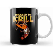 Humuts Dressed To Krill Funny Snappy Fish Ocean Pun Beyaz Kupa