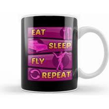 Humuts Eat Sleep Fly Repeat Aerial Yoga Silks Beyaz Kupa