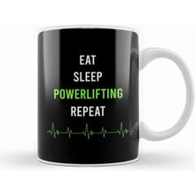 Humuts Eat Sleep Repeat Powerlifting Beyaz Kupa