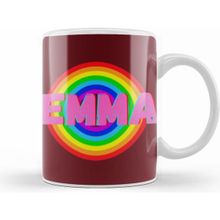 Humuts Emma Name Personalized Custom Vintage Retro Rainbow Style Design Gift Baby Gift For Her Beyaz Kupa