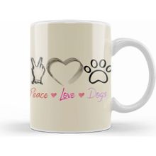 Humuts Fashion Peace Love Dogs Funny Summer Female Beyaz Kupa