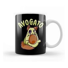 Humuts Funny Avogato Avocado Cat Cute Kitty Avo Gato Pun Beyaz Porselen Kupa Bardak