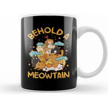 Humuts Funny Behold a Meowtain Cat Mountain Kitty Pun Beyaz Kupa