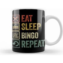 Humuts Funny Eat Sleep Bingo Repeat Retro Vintage Gift Beyaz Kupa