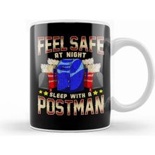 Humuts Funny Feel Safe At Night Sleep With A Postman Pun Beyaz Kupa