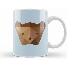 Humuts Geometric Animal Bear Head Kupa Bardak