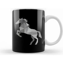 Humuts Geometric Animal Grey Horse Kupa Bardak