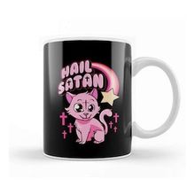 Humuts Hail Satan Cat Cute Rainbow Kitty Heavy Metal Pun Kupa Bardak