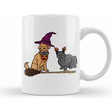 Humuts Halloween Dog Cat Witch Animal Friends Kupa Bardak