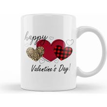 Humuts Happy Valentines Day Cheetah Print Buffalo Plaid Hearts for and Girls Kupa Bardak