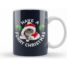 Humuts Have a Furry Christmas Cat Beyaz Porselen Kupa Bardak