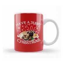 Humuts Have a Furry Christmas Dog and Cats Beyaz Porselen Kupa Bardak