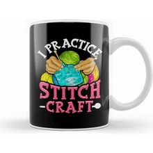 Humuts I Practice Stitch Craft Funny Cross Stitching Pun Kupa Bardak