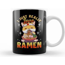 Humuts Kawaii Cat I Just Really Love Ramen Anime Kitty Beyaz Kupa