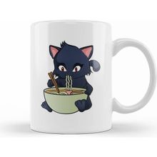 Humuts Kawaii Cat Ramen Anime Kitty Beyaz Kupa