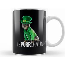 Humuts Lepurrchaun St Patricks Day Cat Leprechaun Shamrock Beyaz Kupa