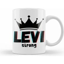 Humuts Levi Name Personalized Custom Vintage Retro Rainbow Style Design Beyaz Kupa