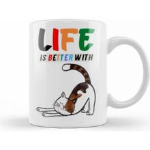 Humuts Live is Better with Cat Funny Cat Lover Beyaz Kupa