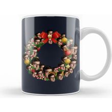 Humuts Louis Theroux Christmas Multiface Wreath Kupa Bardak