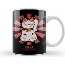 Humuts Lucky Cat Retro Japanese Beyaz Kupa