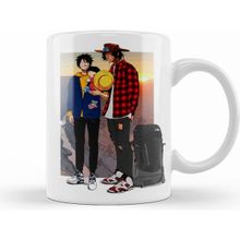 Humuts Luffy x Ace Travel Brothers Beyaz Porselen Kupa Bardak