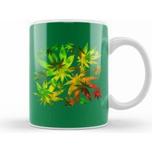 Humuts Marijuana Cannabis Leaves Pattern Beyaz Kupa