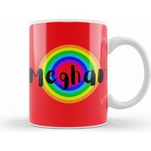 Humuts Meghan Duchess of Sussex Retro Rainbow Style Beyaz Porselen Kupa Bardak