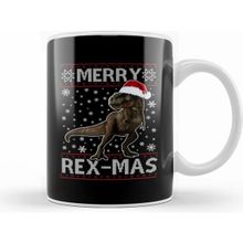 Humuts Merry Rex Mas Christmas Dinosaur Beyaz Porselen Kupa Bardak